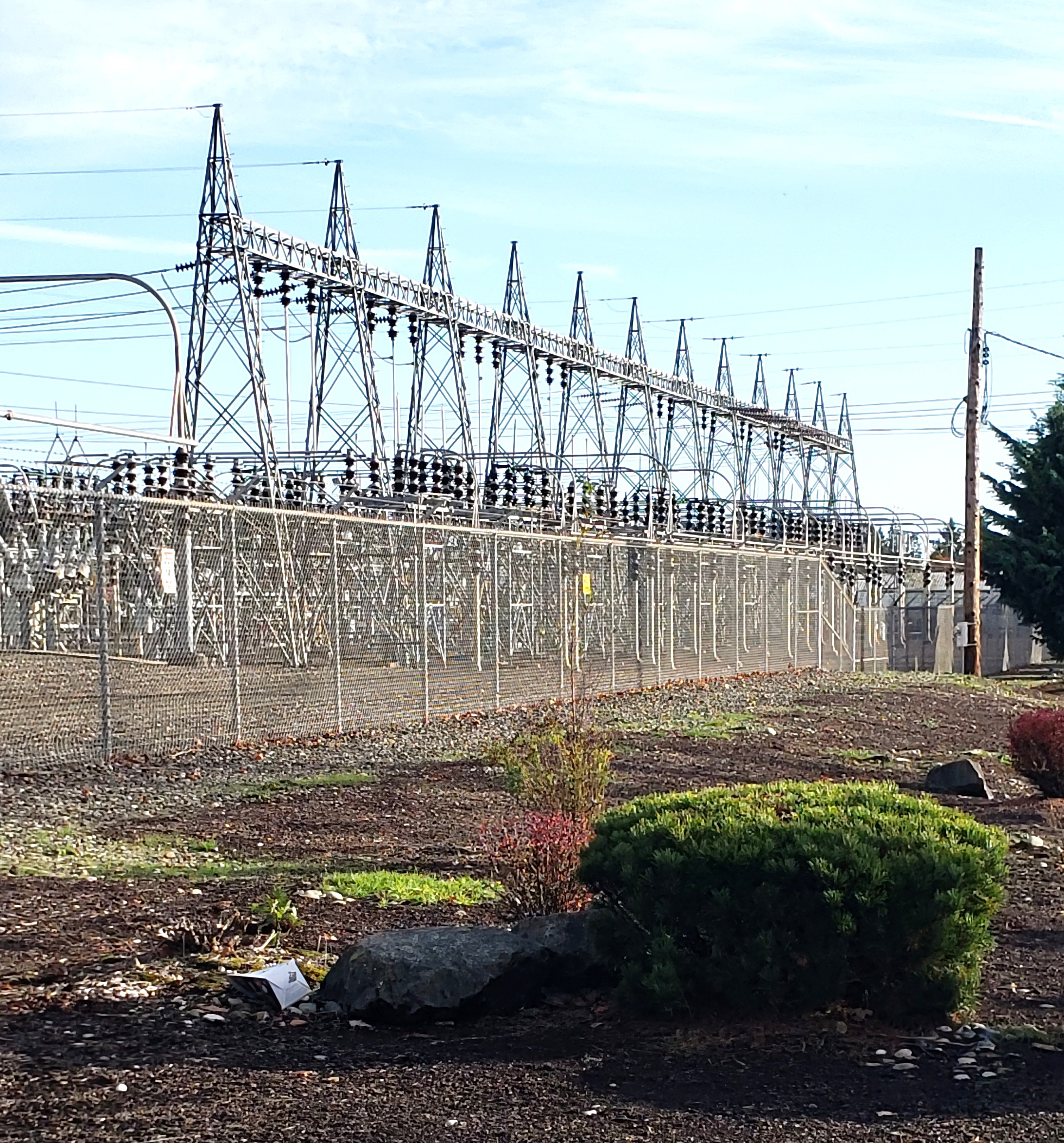 Energized yard of substation.