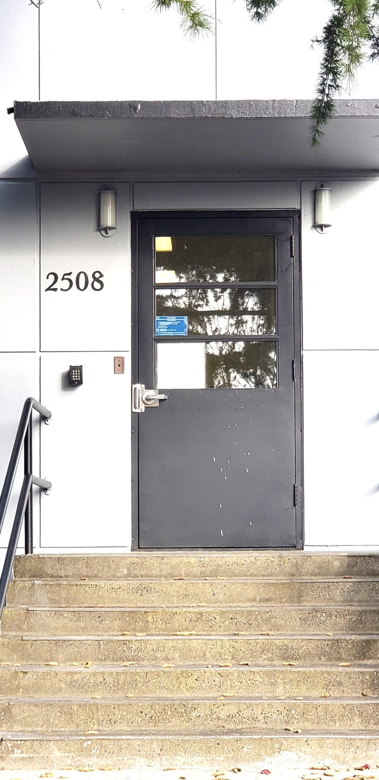 Entryway with security door.